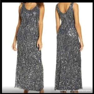 Gorgeous Pisarro Nights Sequin & Bead Sleeveless Gown Sz 14 New with tags.